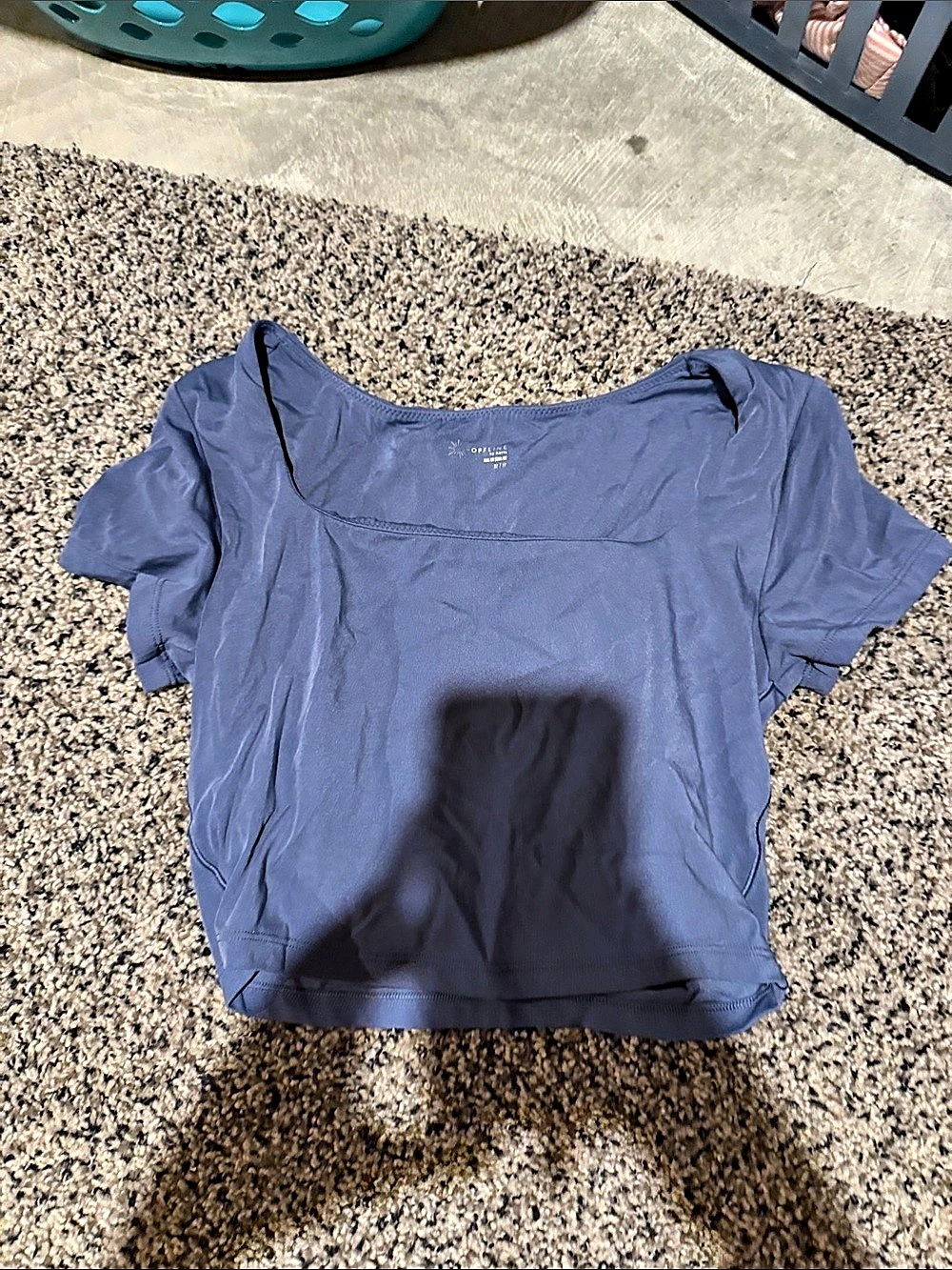 Offline by Aerie Real Me Square Neck T-Shirt Blue Medium